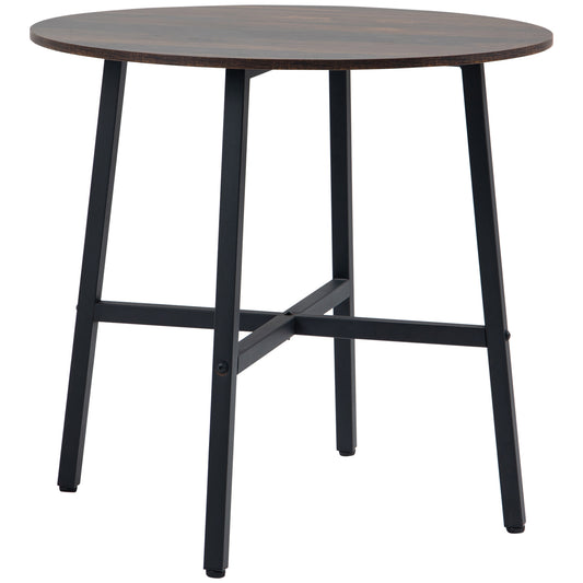 Photo of HOMCOM 85cm Dining Room Table, Industrial Style Kitchen Table Round  with Steel Legs, Rustic Brown in Brown colour on a white background