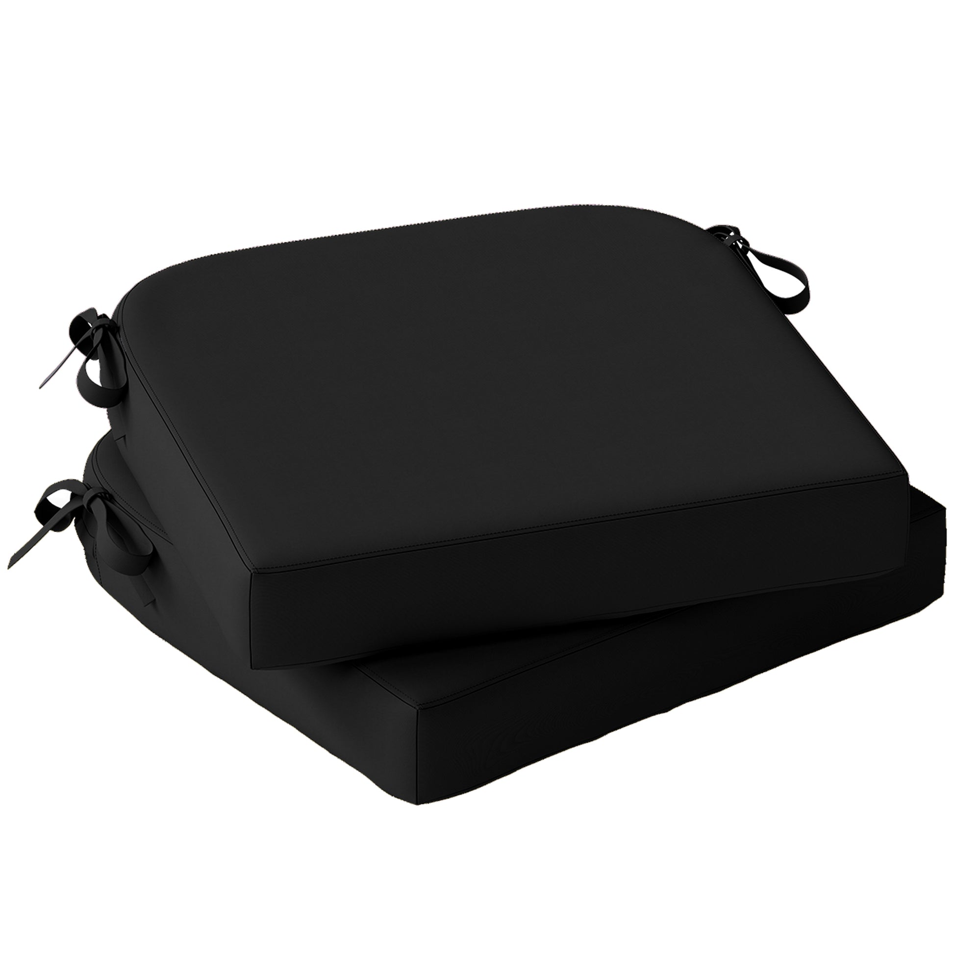 Photo of Outsunny Outdoor Chair Seat Cushions Set of 2, Garden Chair Cushions with 7cm Thick Foam & Ties, Black in Black colour on a white background