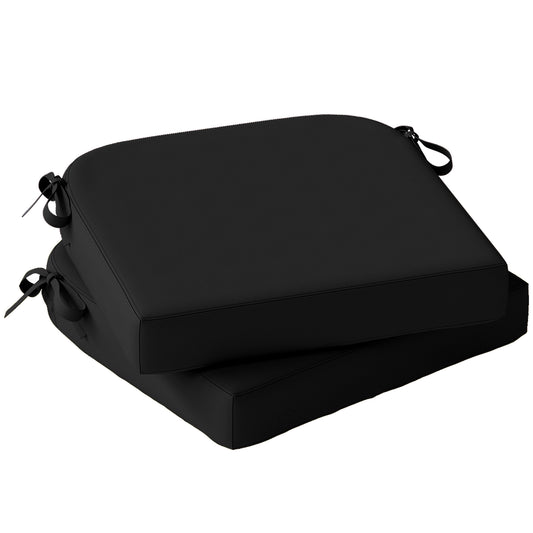 Photo of Outsunny Outdoor Chair Seat Cushions Set of 2, Garden Chair Cushions with 7cm Thick Foam & Ties, Black in Black colour on a white background