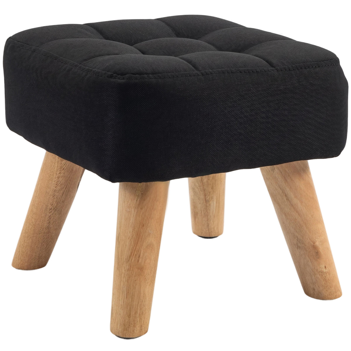 Photo of HOMCOM Linen-Look Square Padded Footstool - Black in Black colour on a white background