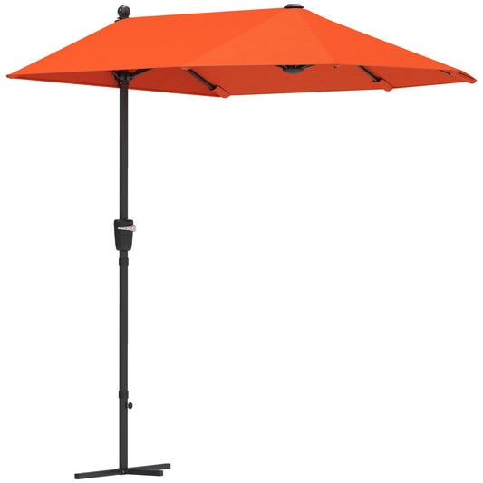 Photo of Outsunny 2m Half Parasol Umbrella - Orange in Orange colour on a white background