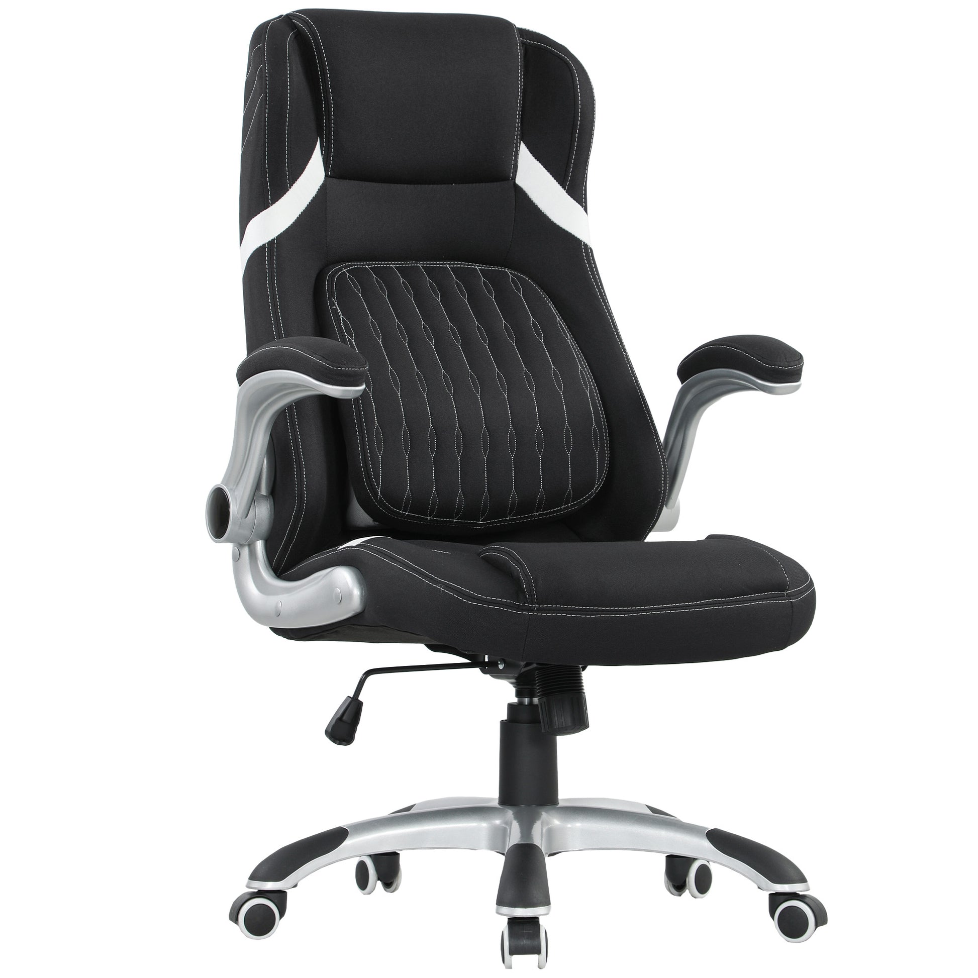 Photo of Vinsetto Linen-Look Office Chair, with Adjustable Height and Tension - Black in Black colour on a white background