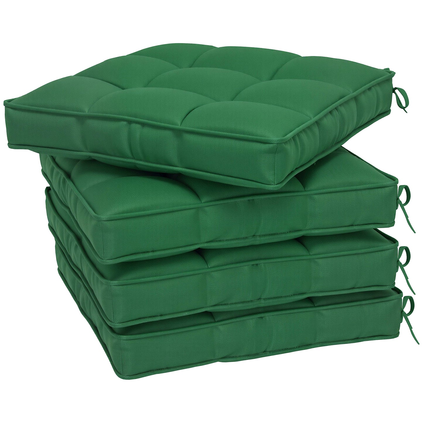 Photo of Outsunny Set of 4 42 x 42cm Outdoor Seat Cushions - Green in Green colour on a white background