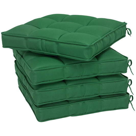Photo of Outsunny Set of 4 42 x 42cm Outdoor Seat Cushions - Green in Green colour on a white background