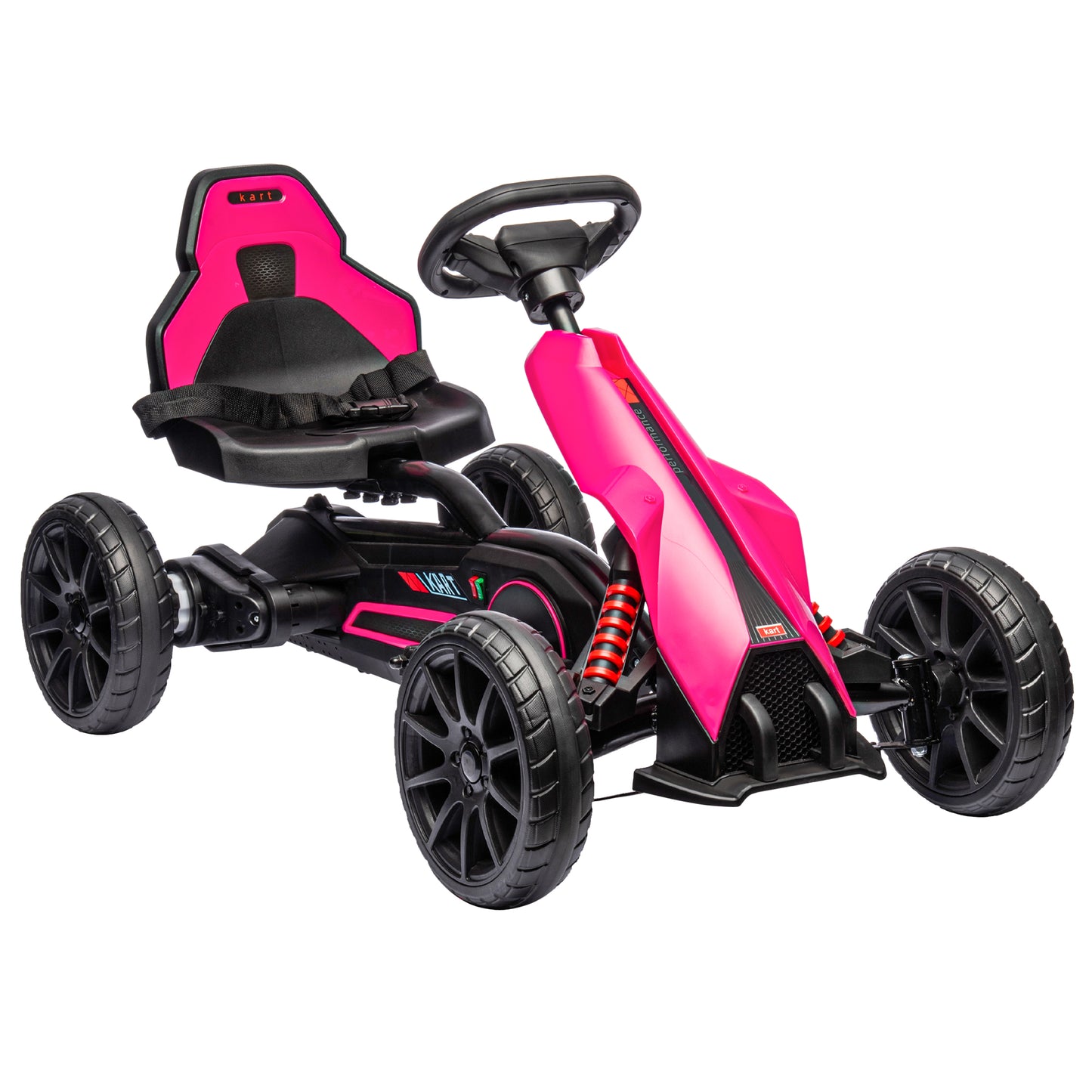 Photo of HOMCOM 12V Electric Go-Kart for Kids, Ride-On Racing Go-Kart, with Forward and Reversing Functions, for Ages 3-8 Years - Pink in Pink colour on a white background