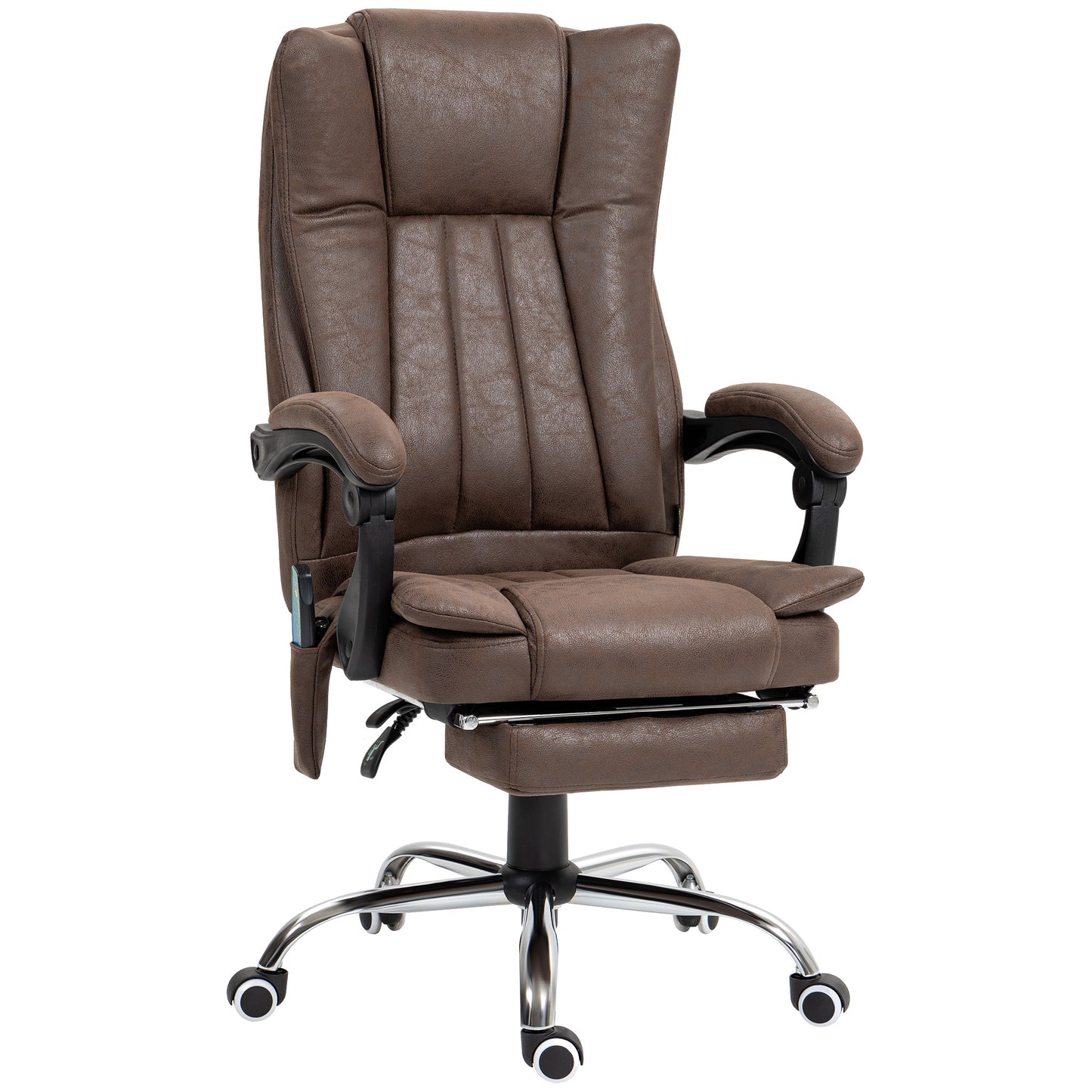 Photo of Vinsetto Vibrating Massage Office Chair with Heat, Desk Chair with Height Adjustable and Footrest, Dark Brown in Brown colour on a white background