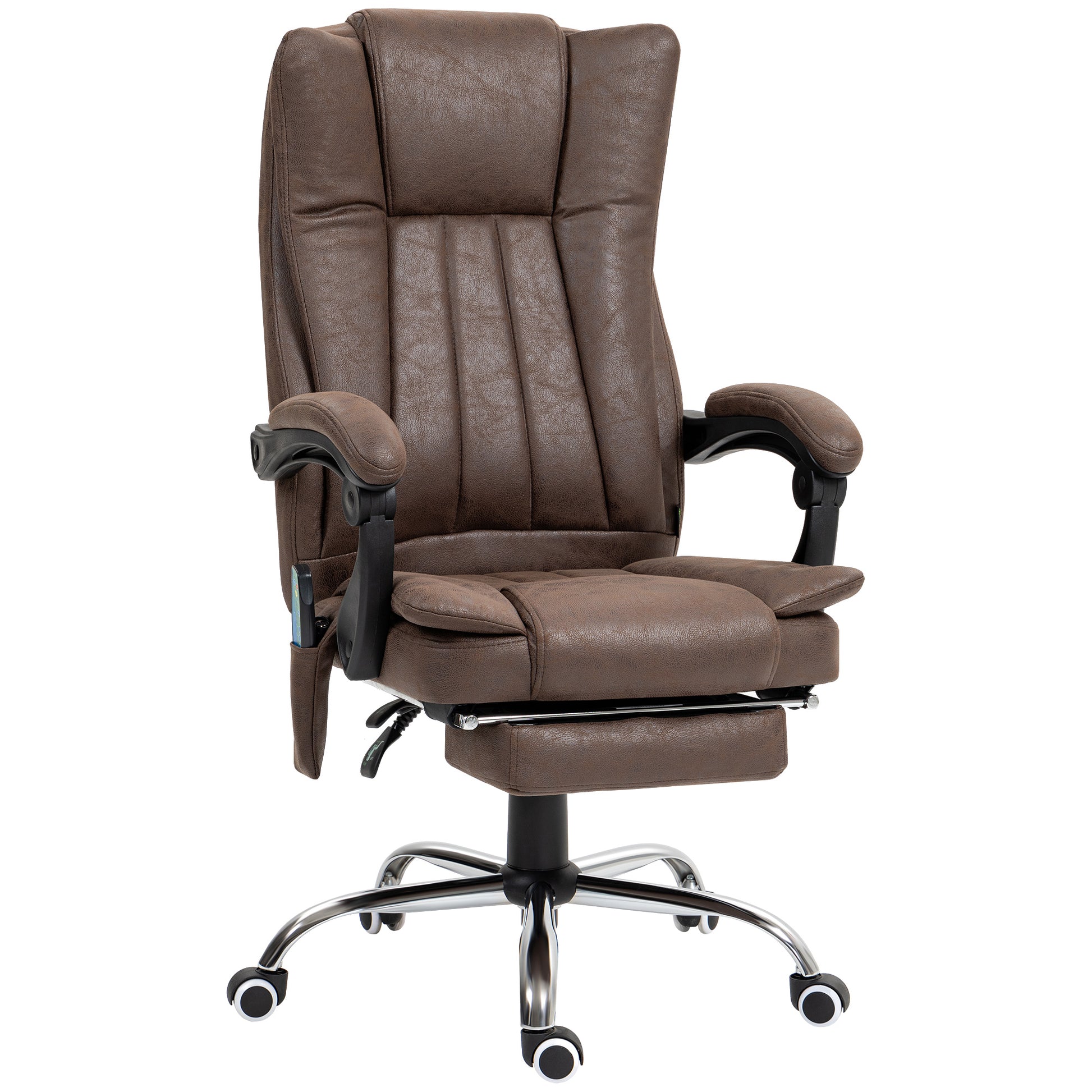 Photo of Vinsetto Vibrating Massage Office Chair with Heat, Desk Chair with Height Adjustable and Footrest, Dark Brown in Brown colour on a white background