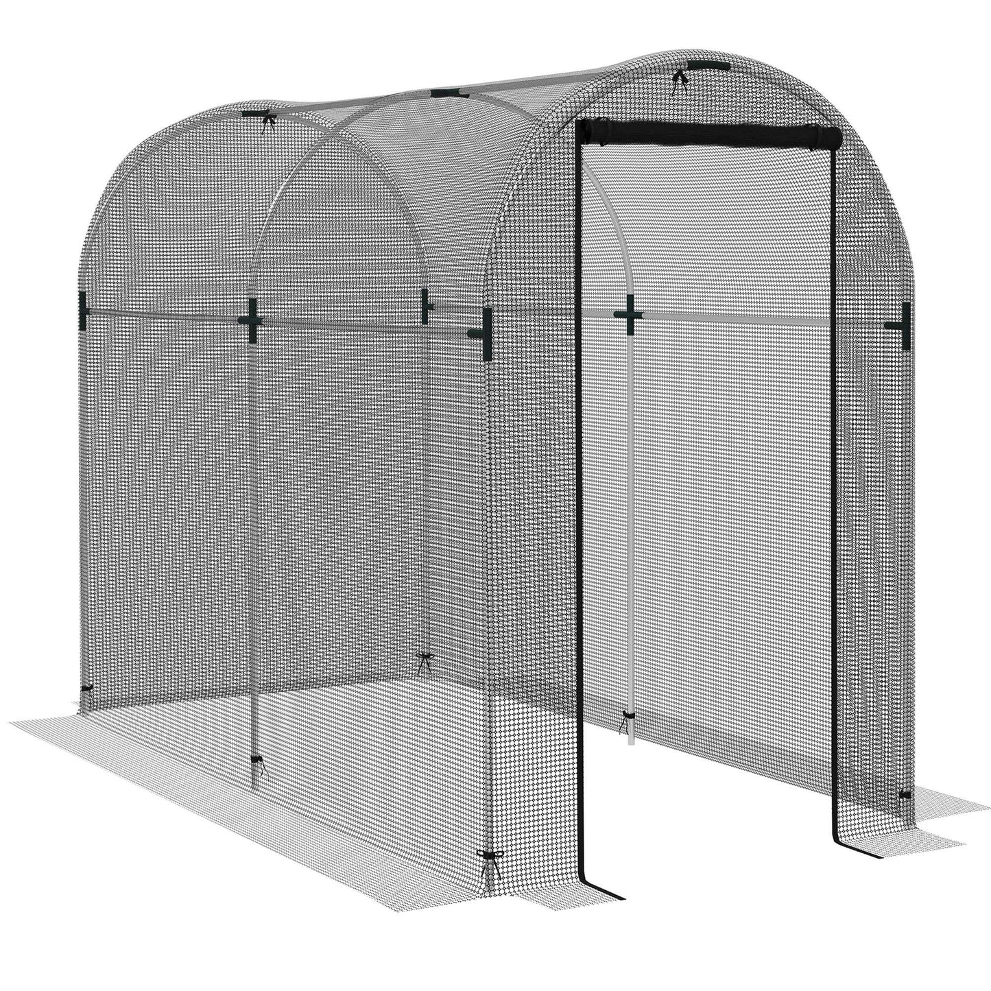 Photo of Outsunny Galvanised Steel Fruit Cage, Plant Protection Tent with Zipped Door, 1.2 x 2.4 x 1.9m, Black in Black colour on a white background