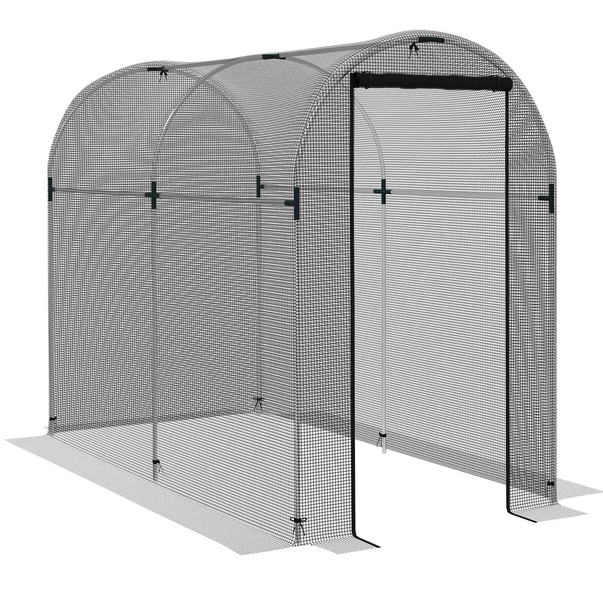 Photo of Outsunny Galvanised Steel Fruit Cage, Plant Protection Tent with Zipped Door, 1.2 x 2.4 x 1.9m, Black in Black colour on a white background