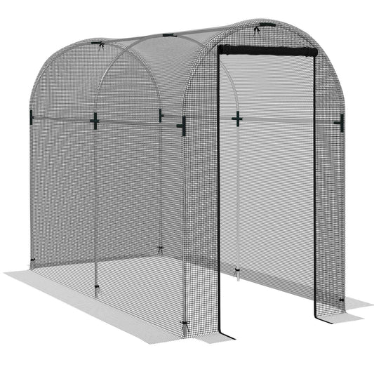 Photo of Outsunny Galvanised Steel Fruit Cage, Plant Protection Tent with Zipped Door, 1.2 x 2.4 x 1.9m, Black in Black colour on a white background