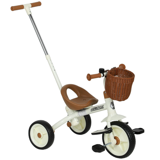 Photo of AIYAPLAY 2-In-1 Toddler Trike for 2-5 Years Old, 3 Wheel Bike with Adjustable Parent Handle, Basket for Boys and Girls, White in White colour on a white background