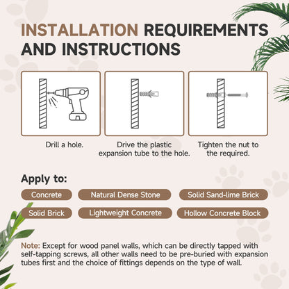 PawHut cat wall shelf set installation guide for mounting on masonry walls