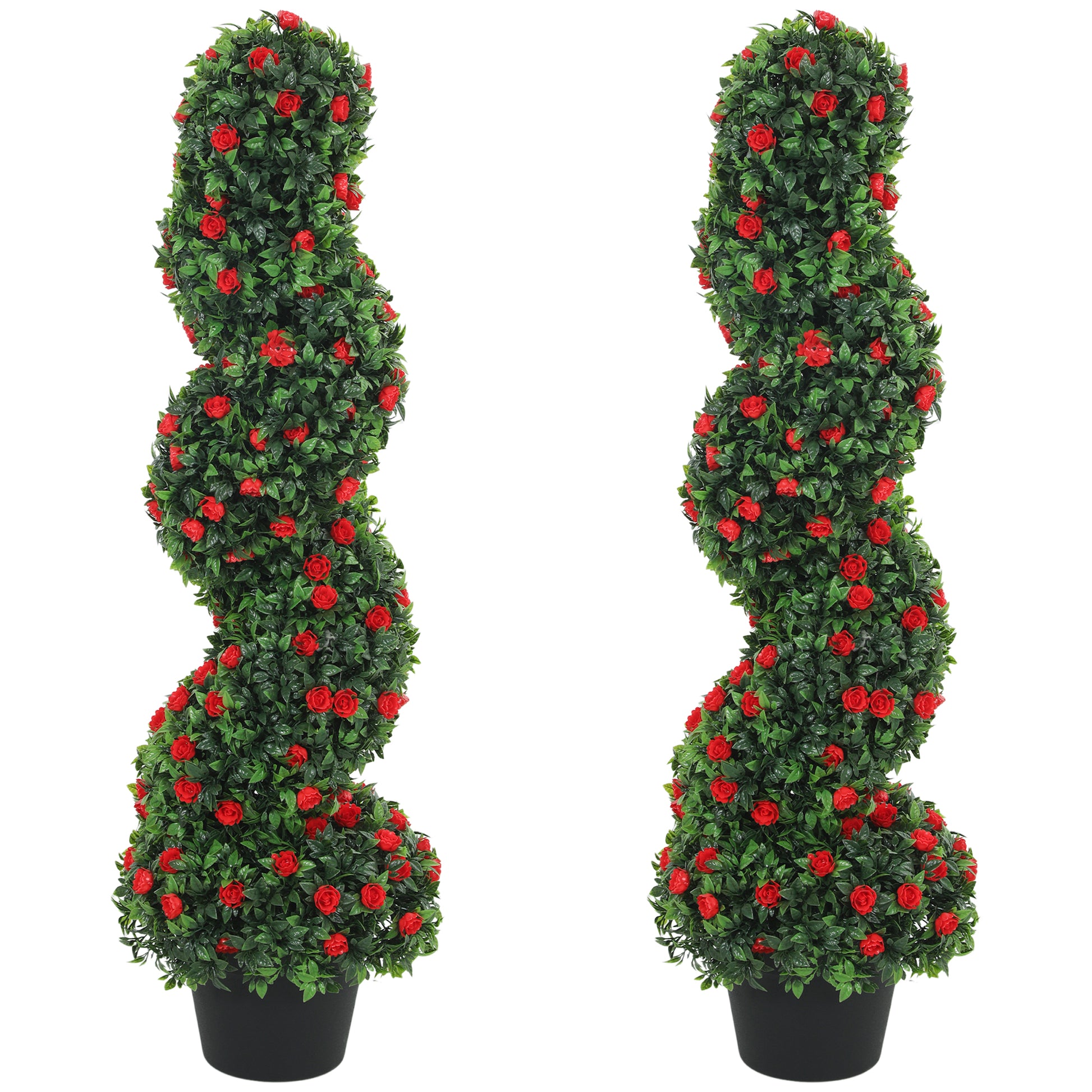 Photo of HOMCOM Decorative Artificial Plants Set of 2, UV Resistant Fake Plants in Pot for Indoor Outdoor Decor, 90cm, Red in Red colour on a white background