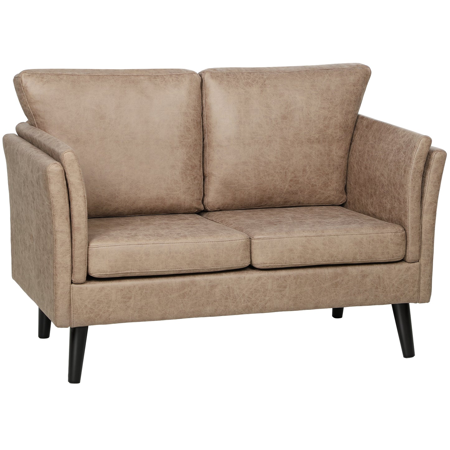 Photo of HOMCOM Two-Seater Leathaire Sofa - Light Brown in Brown colour on a white background