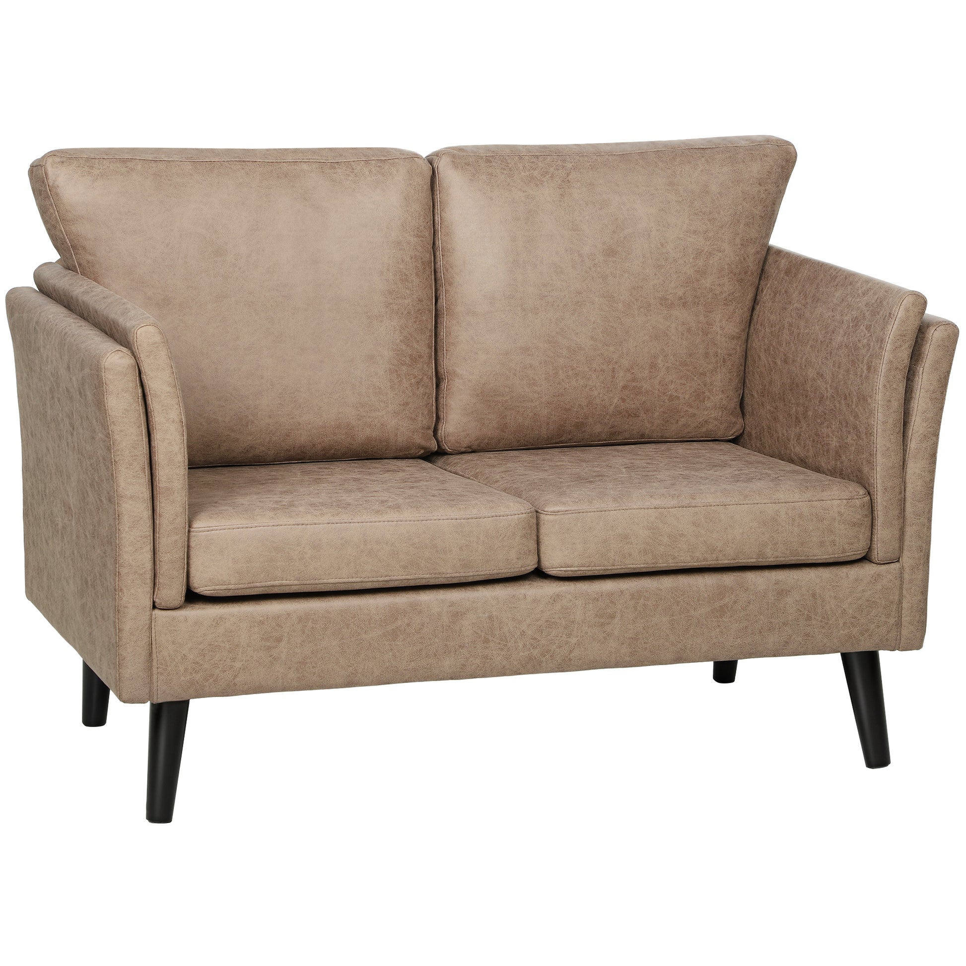 Photo of HOMCOM Two-Seater Leathaire Sofa - Light Brown in Brown colour on a white background