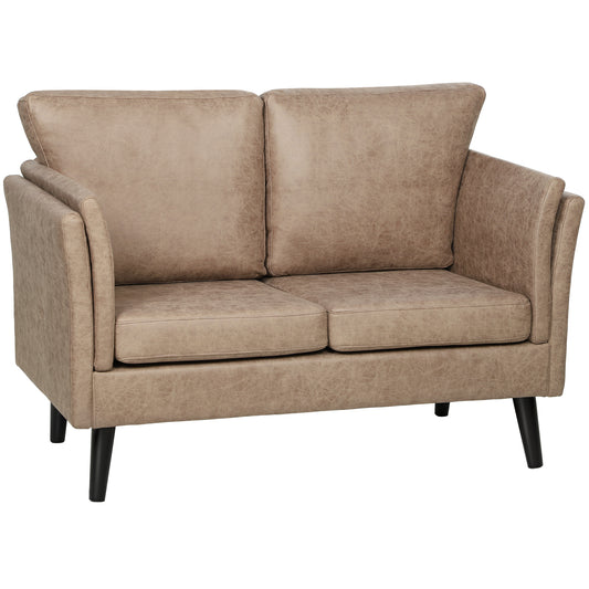 Photo of HOMCOM Two-Seater Leathaire Sofa - Light Brown in Brown colour on a white background