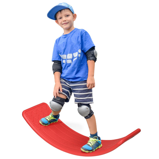 Photo of ZONEKIZ Balance Board Kids Wobble Board, Sensory Training Rocking Toy for Children, Nursery Toy, for Ages 3-6 Years, 82 x 27.5 x 19.5cm - Red in Red colour on a white background