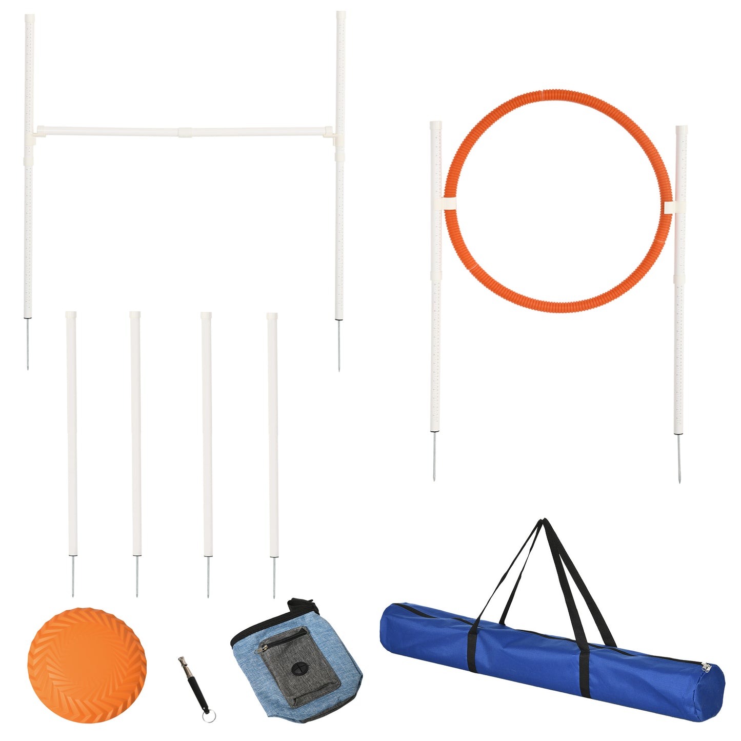 Photo of PawHut Dog Agility Training Equipment for Dogs with Carry Bag - Multicoloured in Multicoloured colour on a white background