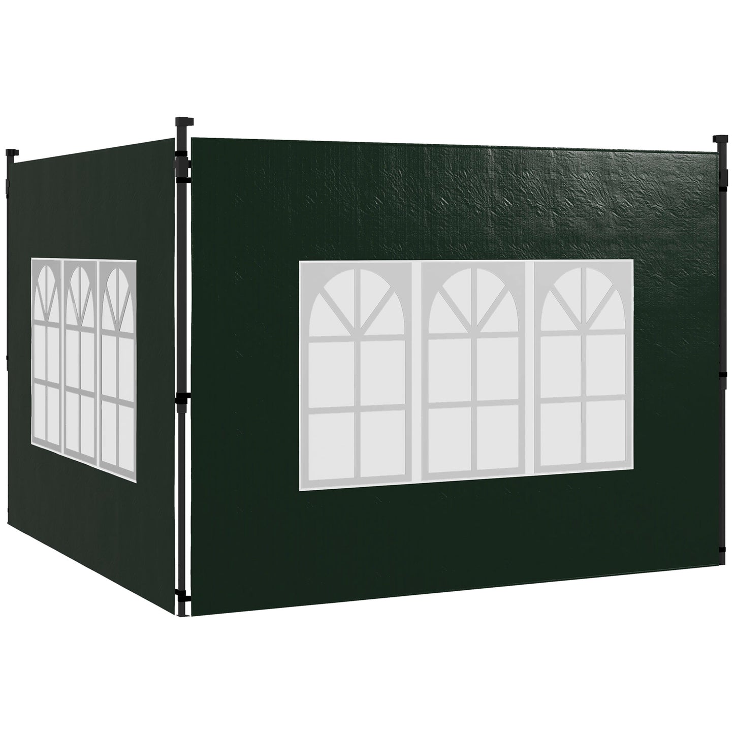 Photo of Outsunny Set of Two 3 x 3m Gazebo Frame Replacement Walls - Green in Green colour on a white background