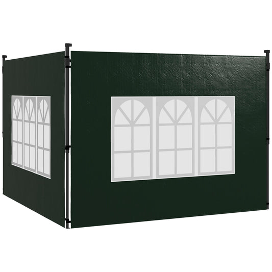 Photo of Outsunny Set of Two 3 x 3m Gazebo Frame Replacement Walls - Green in Green colour on a white background