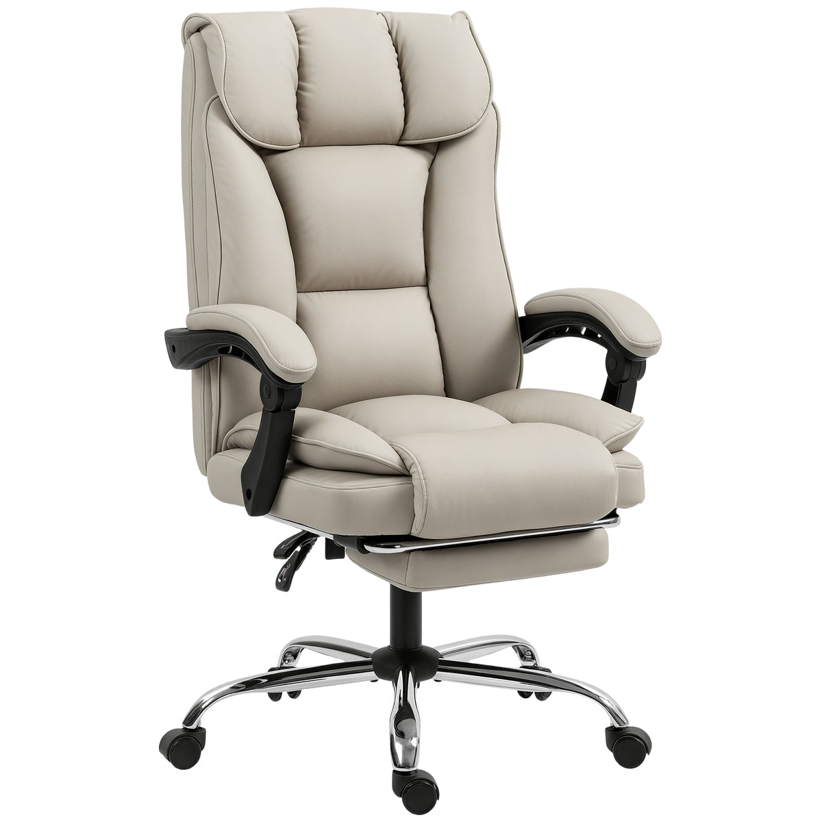 Photo of HOMCOM Pet-Friendly Faux Leather Computer Desk Chair, Executive Office Chair with Footrest and Double-Layer Padding, Khaki in Khaki colour on a white background