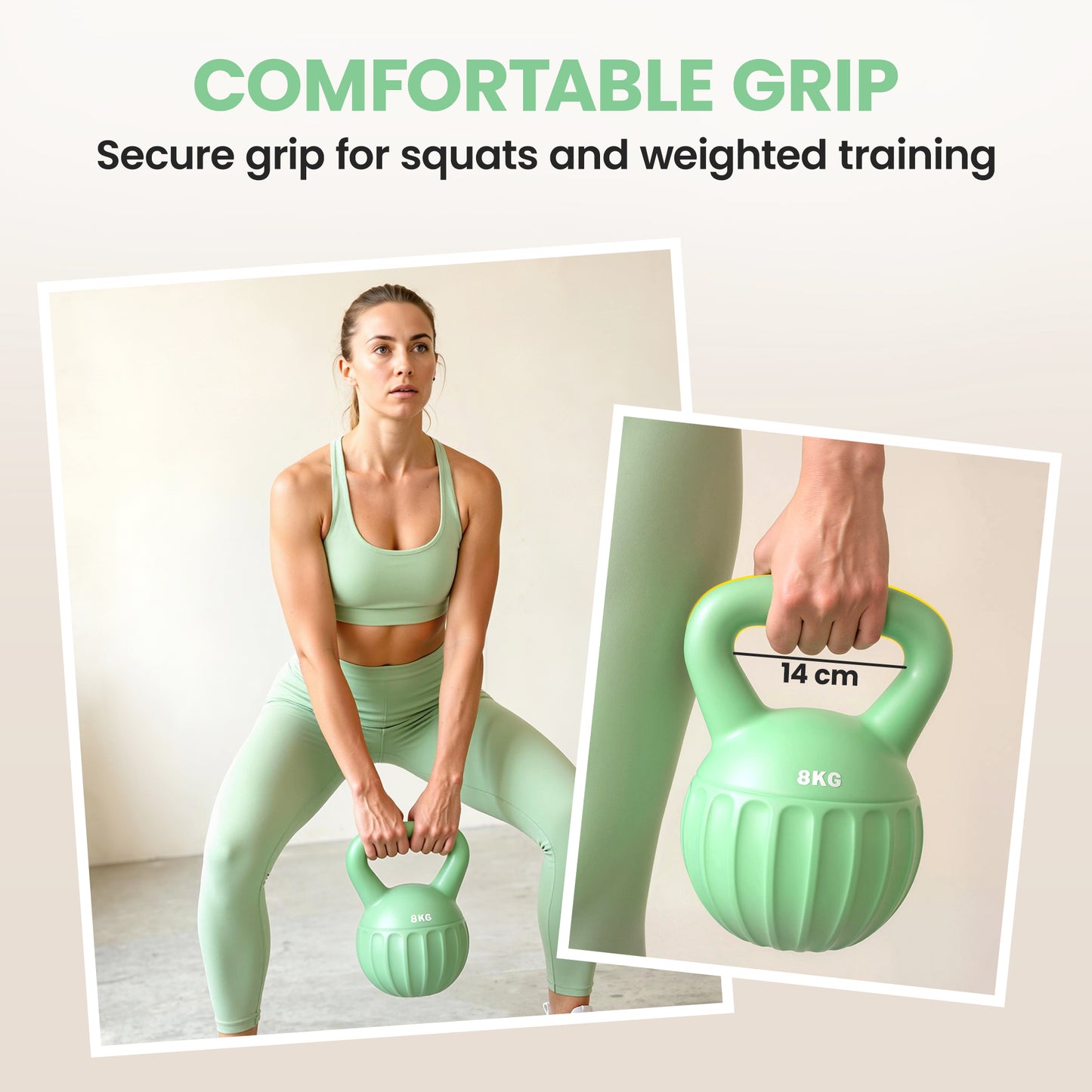 SPORTNOW Kettlebell for Strength Training Kettle Bell with Non-Slip Handle 8 kg Green