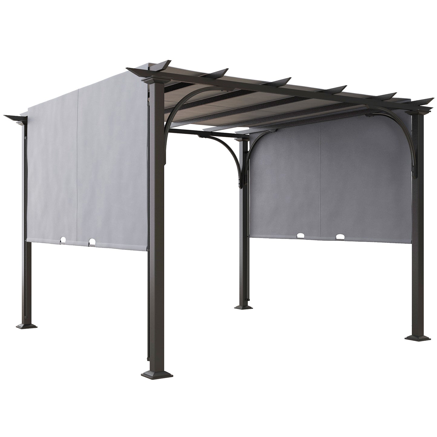 Photo of Outsunny 3 x 3(m) Outdoor Pergola, Garden Pergola Gazebo with Adjustable Canopy, Grey in Grey colour on a white background