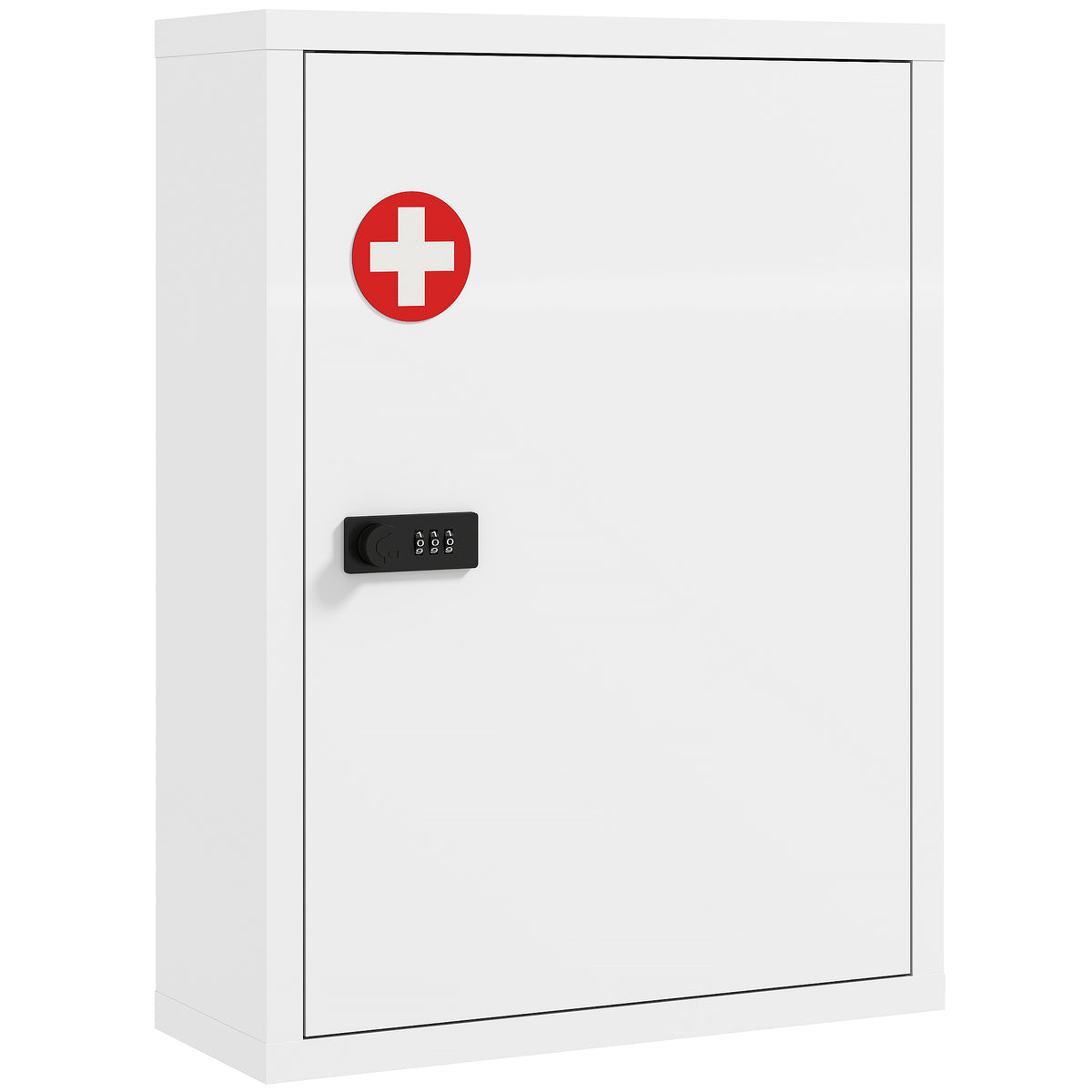 Photo of HOMCOM Wall Mount Medicine Cabinet, Bathroom Cabinet with Combination Lock, Door and Storage Shelves, White in White colour on a white background