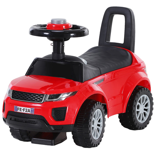 Photo of HOMCOM 3-in-1 Ride On Car Foot To Floor Slider Toddler w/ Horn Steering Wheel NO POWER Manual Under Seat Storage Secure Design for 1-3 Year Old Red in Red colour on a white background