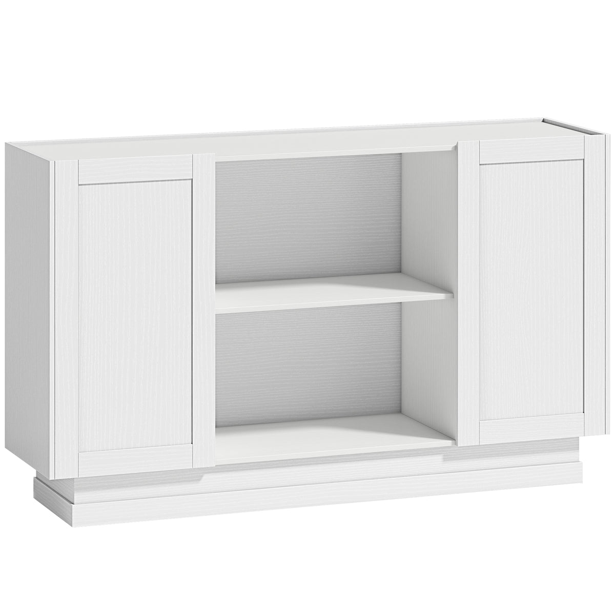 Photo of HOMCOM Sideboard Buffet Cabinet, 133 cm Storage Cabinet with 2 Open Shelves, 2 Cupboards and Soft Close Doors, White in White colour on a white background