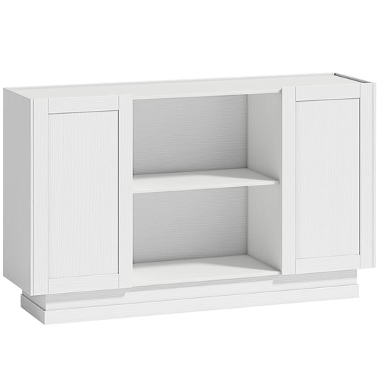 Photo of HOMCOM Sideboard Buffet Cabinet, 133 cm Storage Cabinet with 2 Open Shelves, 2 Cupboards and Soft Close Doors, White in White colour on a white background