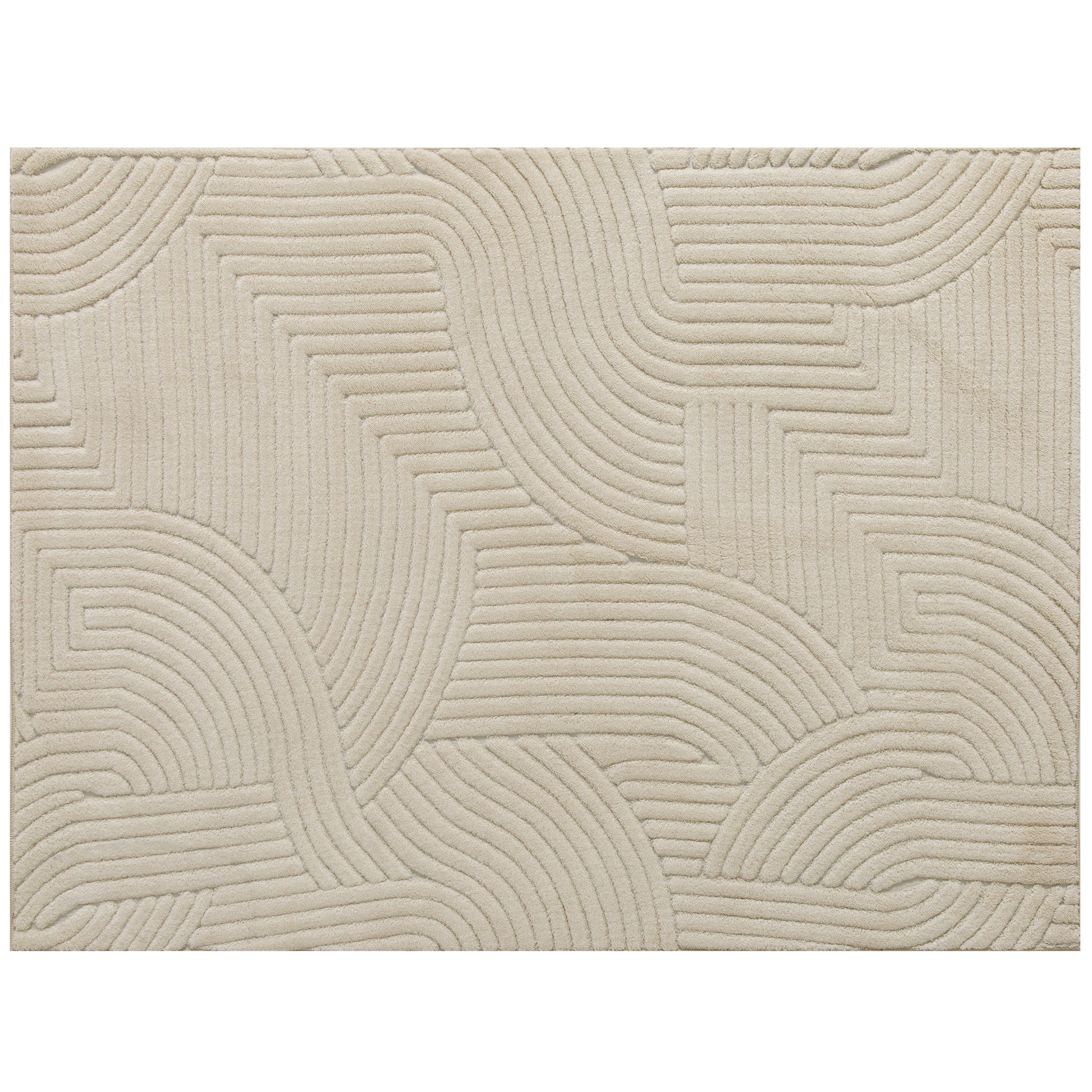 Photo of HOMCOM Modern Geometric Rug, Thick & Plush, Non-Slip, 230 x 160 cm – Cream, Living Room/Bedroom/Office in Room/Bedroom/Office colour on a white background