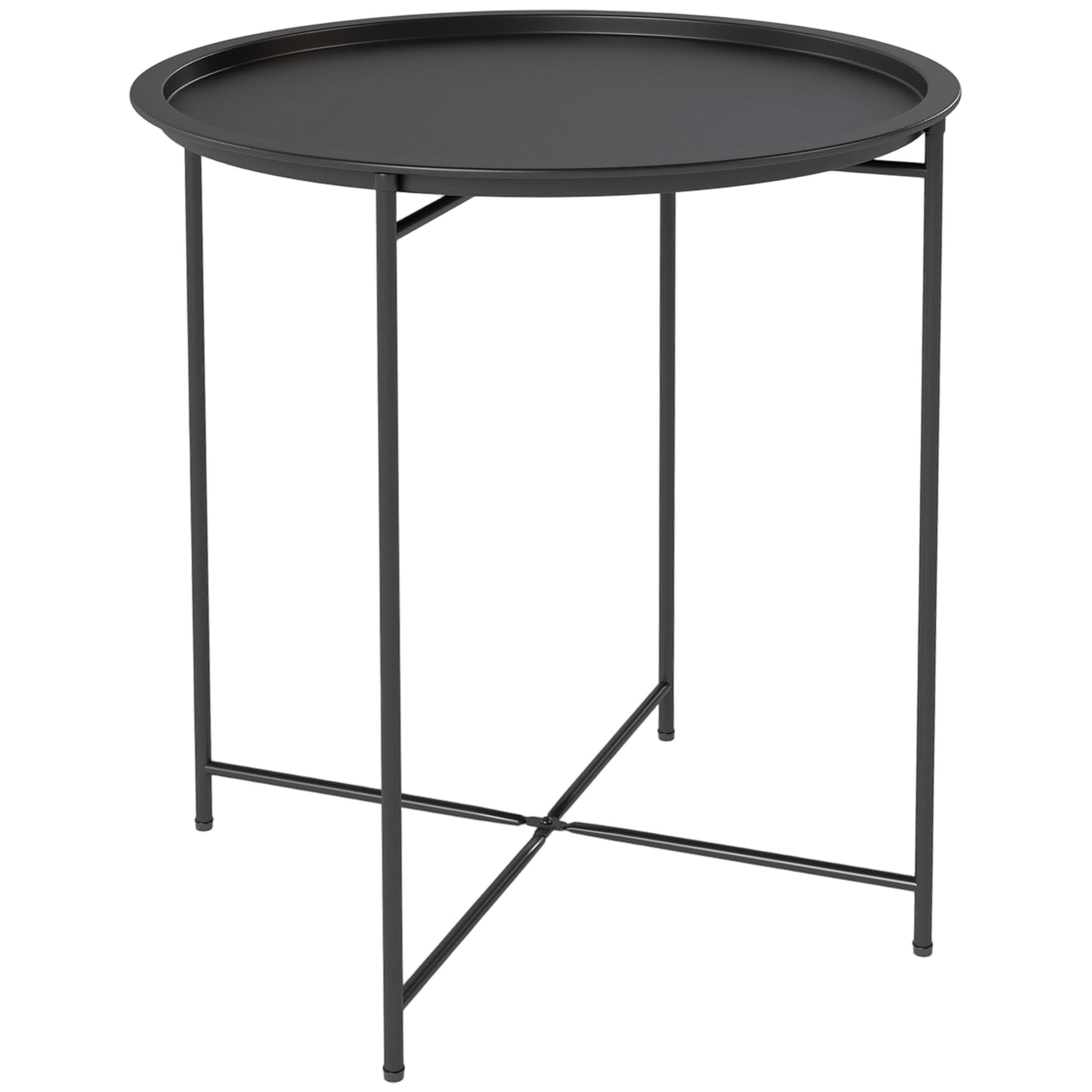 Photo of Outsunny Steel Removable Tray Top Garden Table - Black in Black colour on a white background