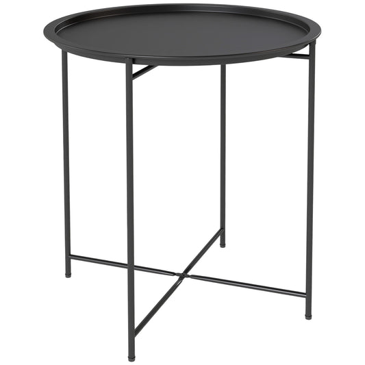 Photo of Outsunny Steel Removable Tray Top Garden Table - Black in Black colour on a white background