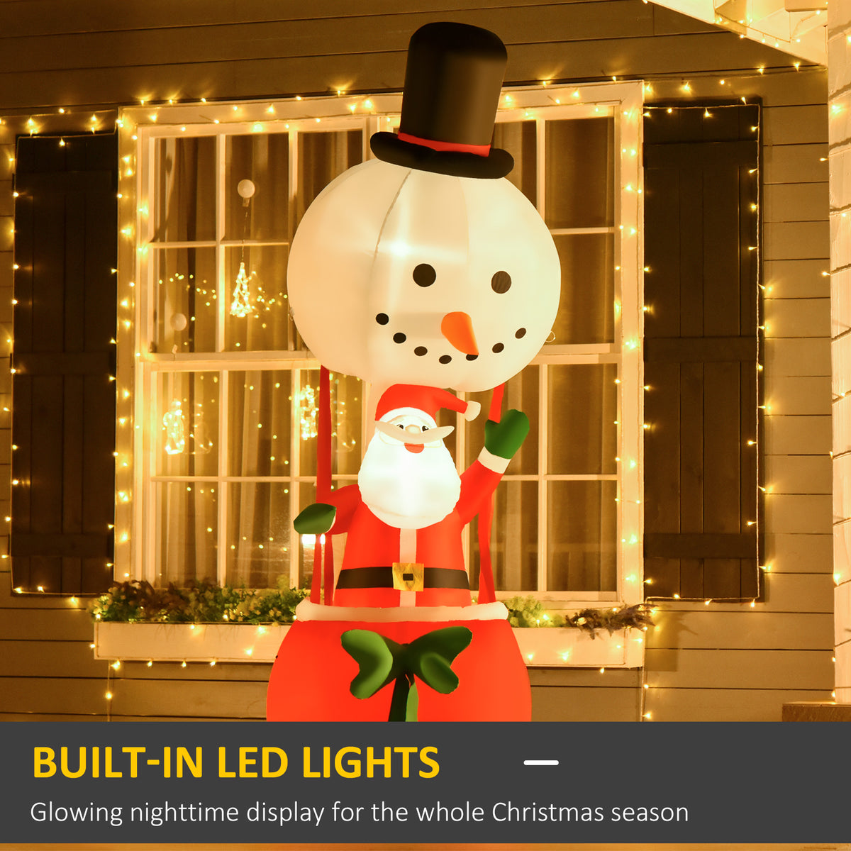 Inflatable Santa and snowman decoration with built-in LED lights