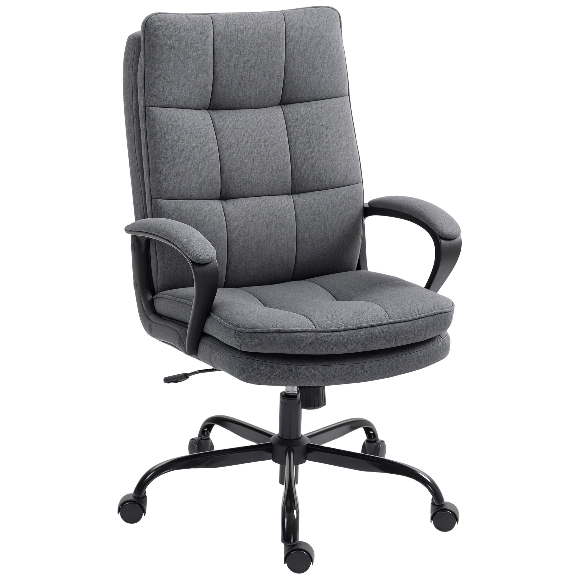 Photo of HOMCOM Double Padded Linen-Look Office Chair - Charcoal Grey in Grey colour on a white background
