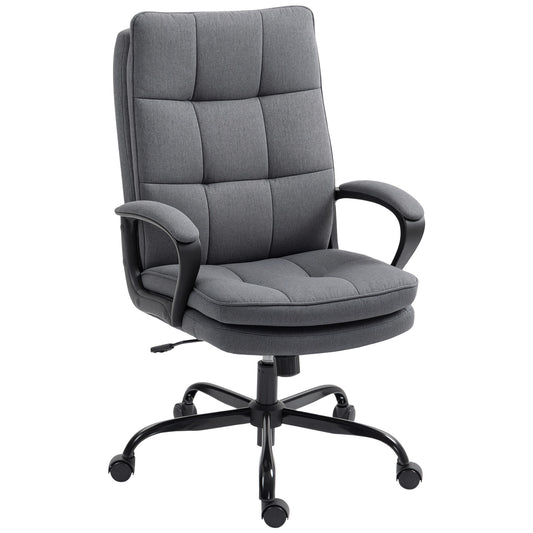 Photo of HOMCOM Double Padded Linen-Look Office Chair - Charcoal Grey in Grey colour on a white background