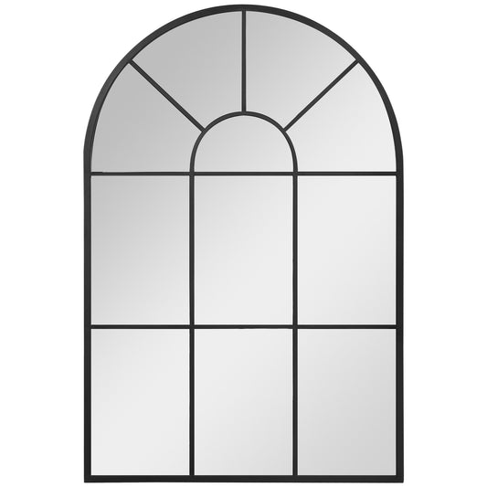 Photo of HOMCOM 90 X 61cm Arched Grid Mirror - Black in Black colour on a white background
