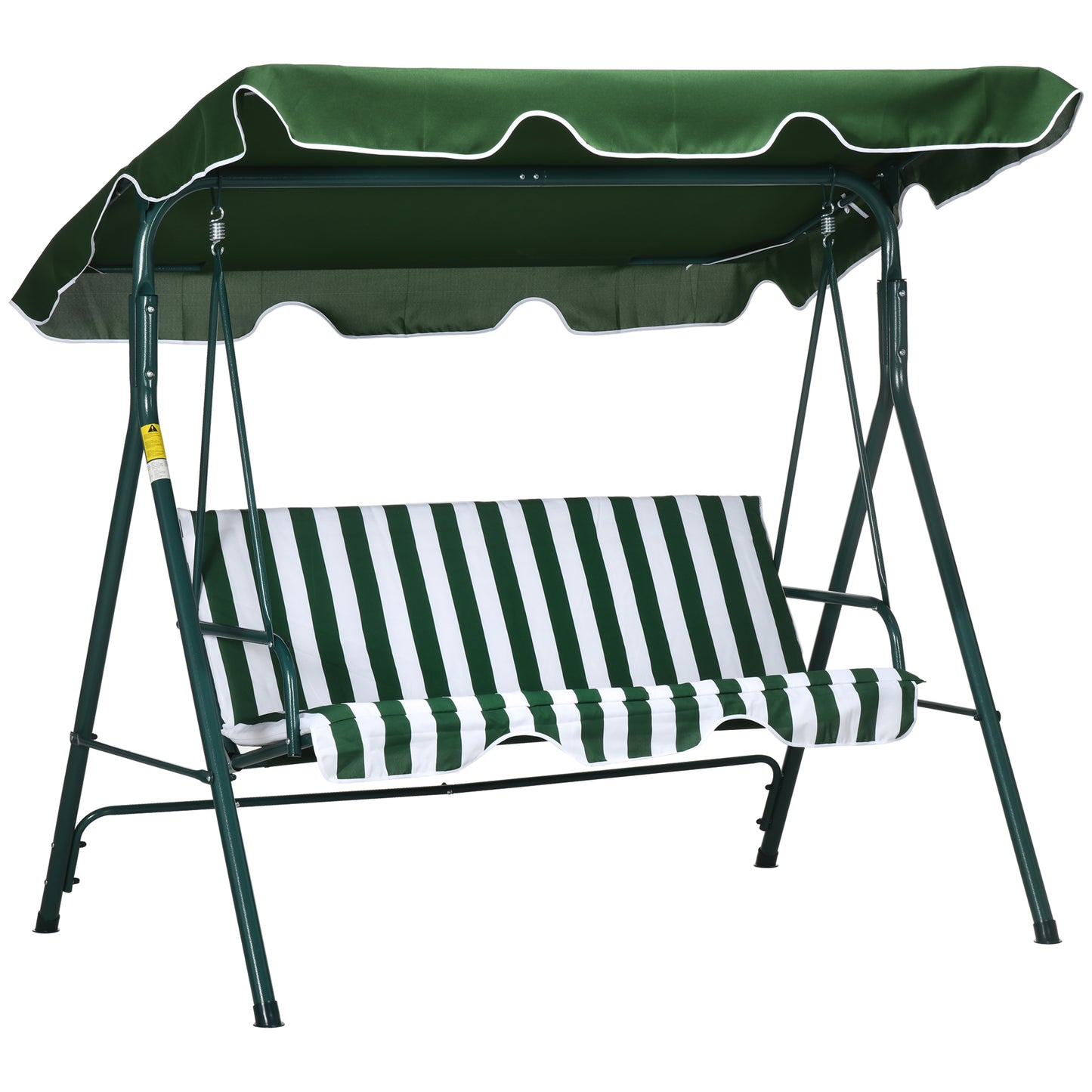 Photo of Outsunny 3-Seat Swing Chair Garden Swing Seat with Adjustable Canopy for Patio, Green in Green colour on a white background