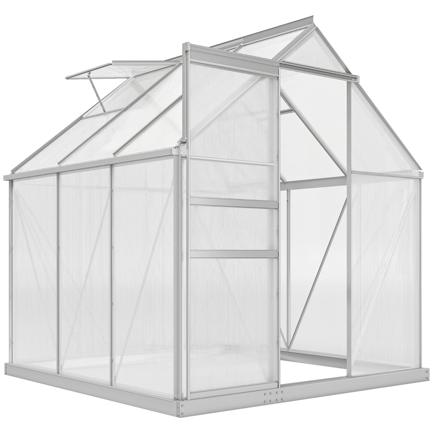 Photo of Outsunny 190 x 190cm Walk-In Polycarbonate Greenhouse in Greenhouse colour on a white background