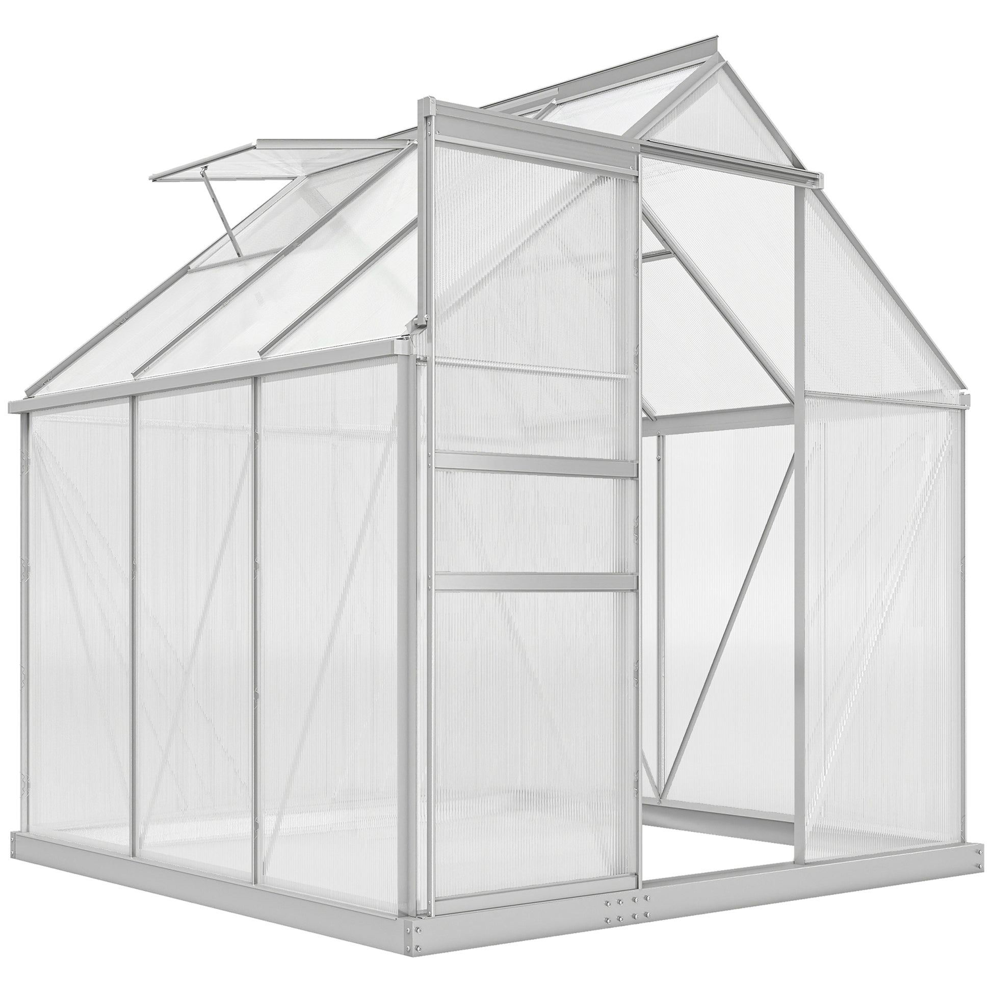 Photo of Outsunny 190 x 190cm Walk-In Polycarbonate Greenhouse in Greenhouse colour on a white background