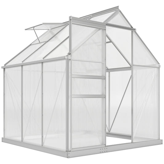 Photo of Outsunny 190 x 190cm Walk-In Polycarbonate Greenhouse in Greenhouse colour on a white background
