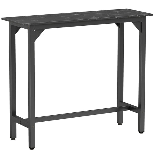 Photo of HOMCOM Rectangular Bar Table, Marble Effect Pub Coffee Table for Small Space, Breakfast Dining, Black Marble Effect in Effect colour on a white background