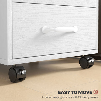HOMCOM cabinet caster wheels with locking brakes and drawer handle
