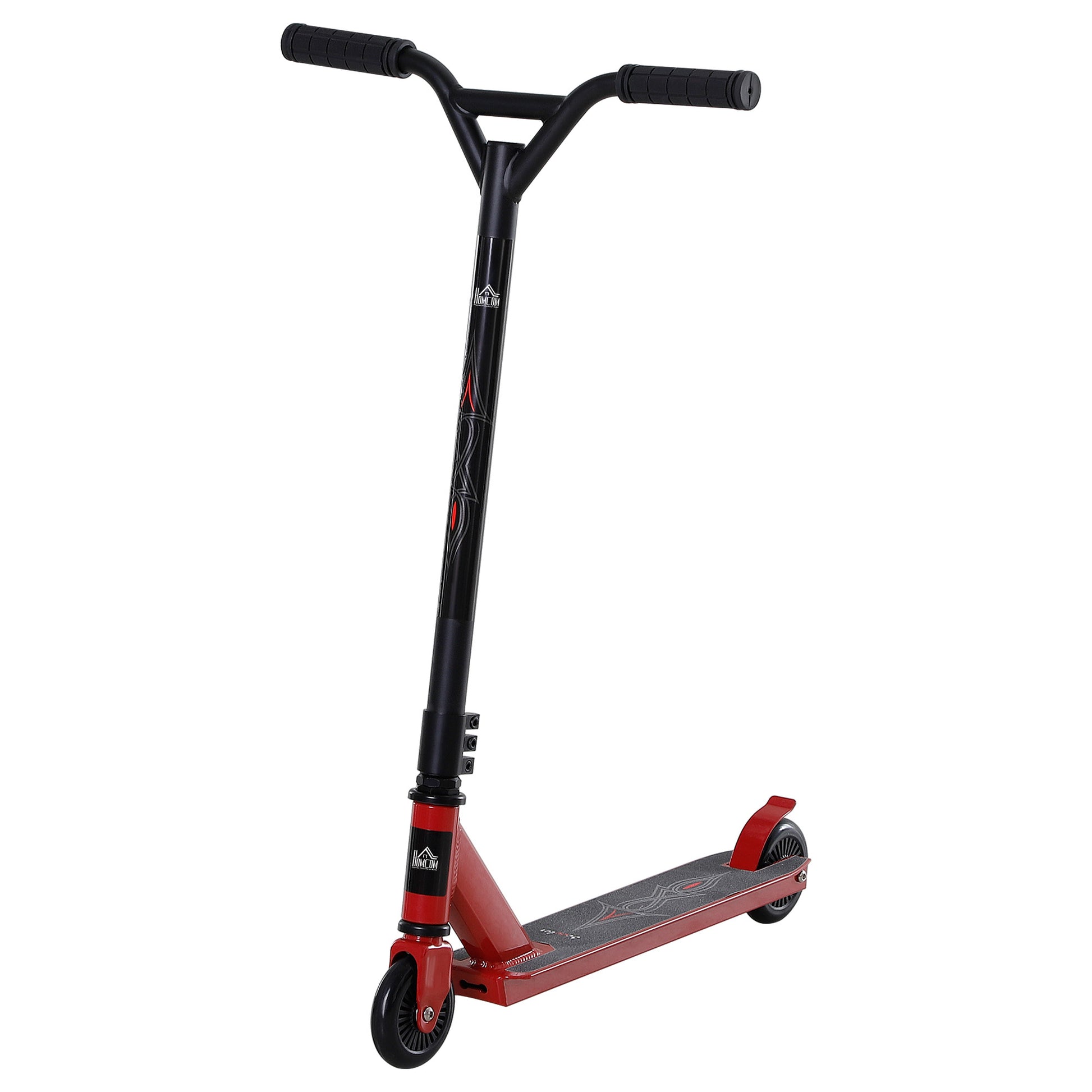 Photo of HOMCOM Street Stunt Scooter Intermediate and Beginner Freestyle Tricks Scooters For 14+ Teens Adult w/ Rear φ10cm Wheel & Brake - Red in Red colour on a white background