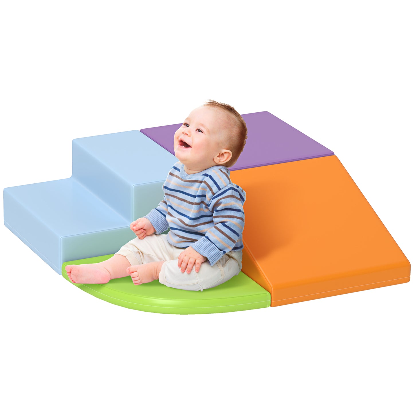 Photo of HOMCOM 4-piece Soft Play Set, Climb and Crawl Foam, Toddler Stairs and Ramp, Orange in Orange colour on a white background