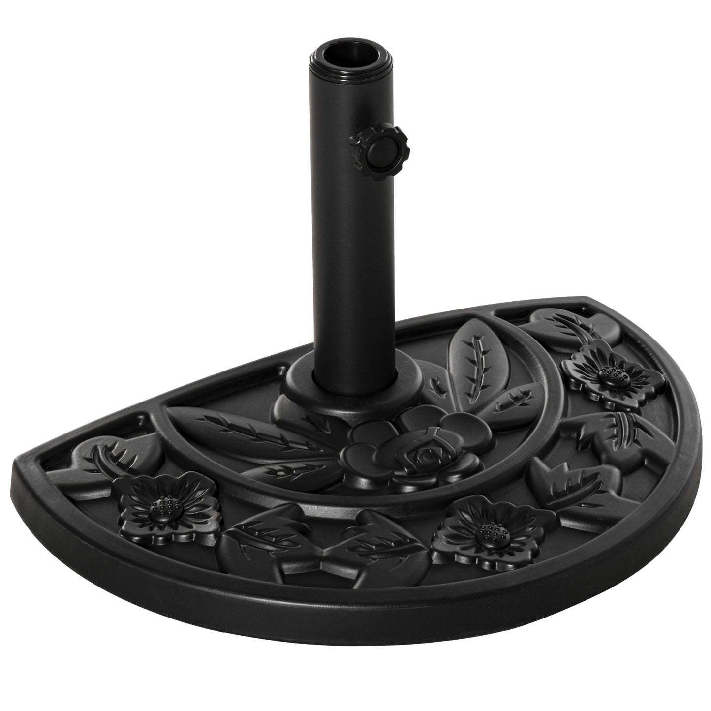 Photo of Outsunny 9kg Cement Concrete Half Round Parasol Base Umbrella Stand Garden Outdoor Accessories - Adjustable Coupler Suitable Umbrella Rod: Φ3.5cm, Φ3.8cm, Φ4.8cm in Φ4.8cm colour on a white background