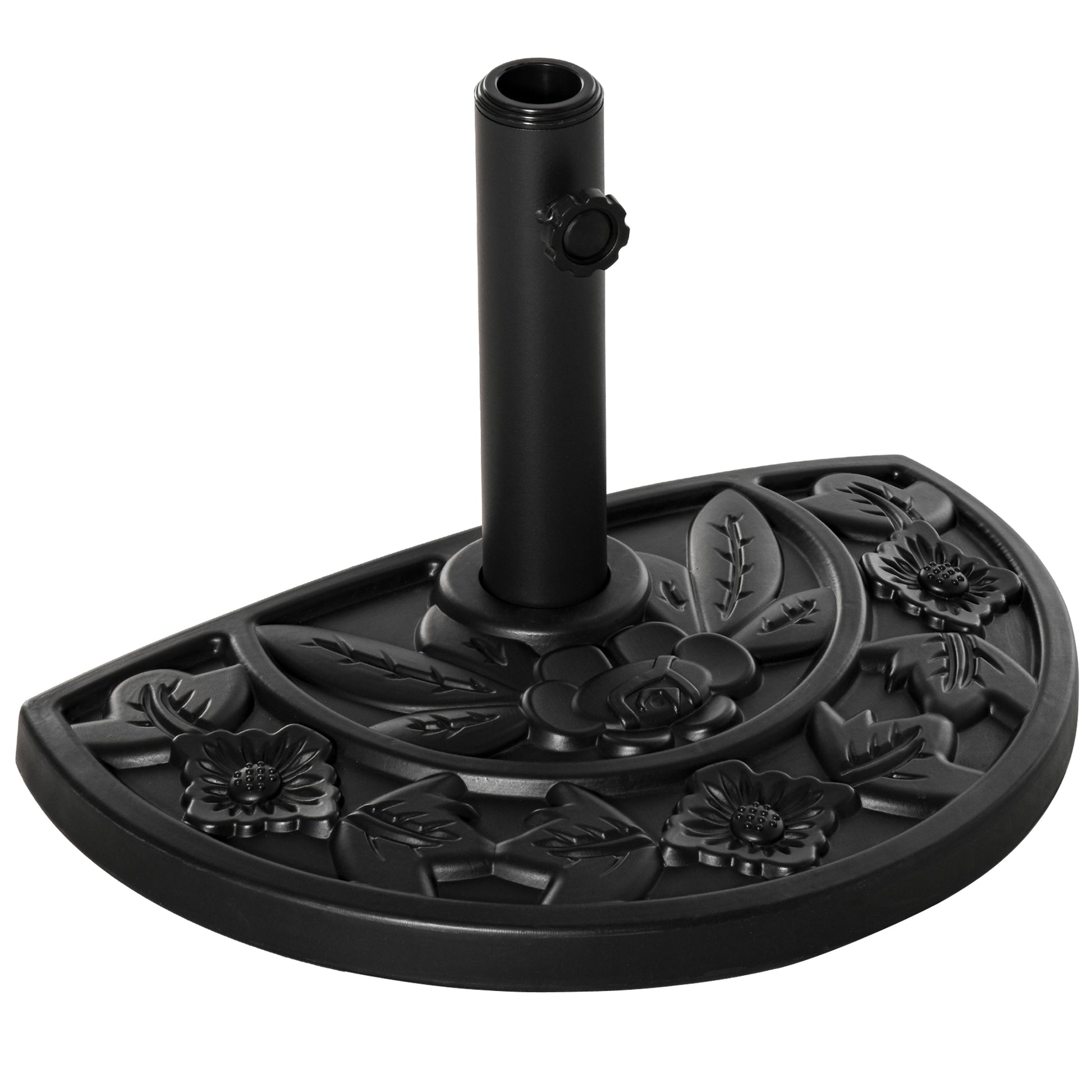 Photo of Outsunny 9kg Cement Concrete Half Round Parasol Base Umbrella Stand Garden Outdoor Accessories - Adjustable Coupler Suitable Umbrella Rod: Φ3.5cm, Φ3.8cm, Φ4.8cm in Φ4.8cm colour on a white background