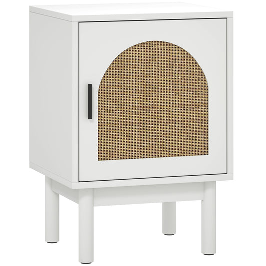 Photo of HOMCOM Rattan Bedside Table for Bedroom - White in White colour on a white background