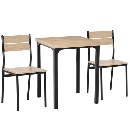 Photo of HOMCOM Three-Piece Minimal and Compact Dining Set, Light Wood Grain in Grain colour on a white background